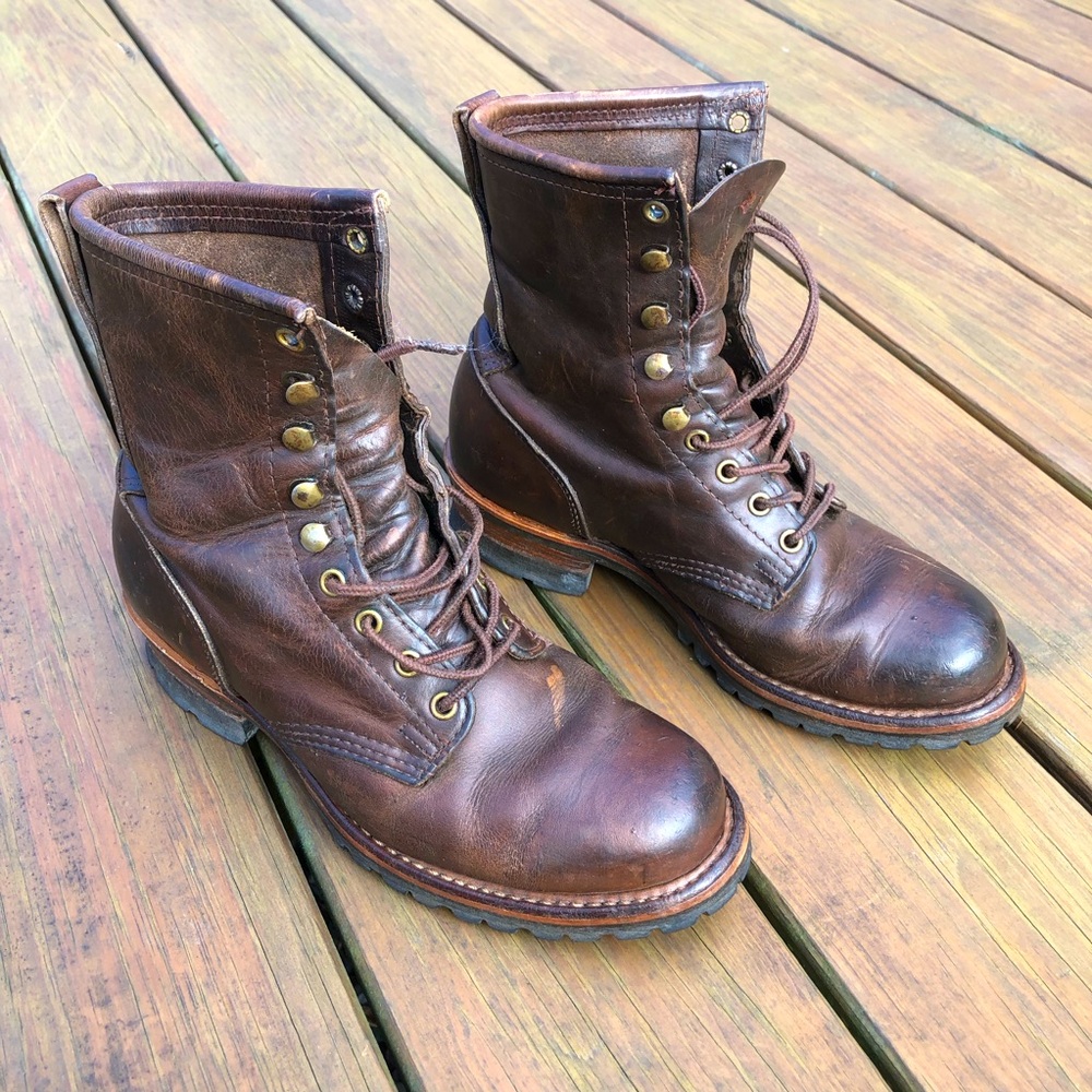 Frye Brown Lace Up Boots with High Ankle Support